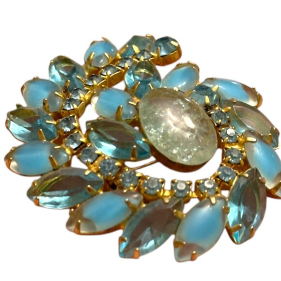 Vintage Mid-Century Juliana D&E Givre Blue Navette Stones Brooch & Clip On Earri - Picture 3 of 6